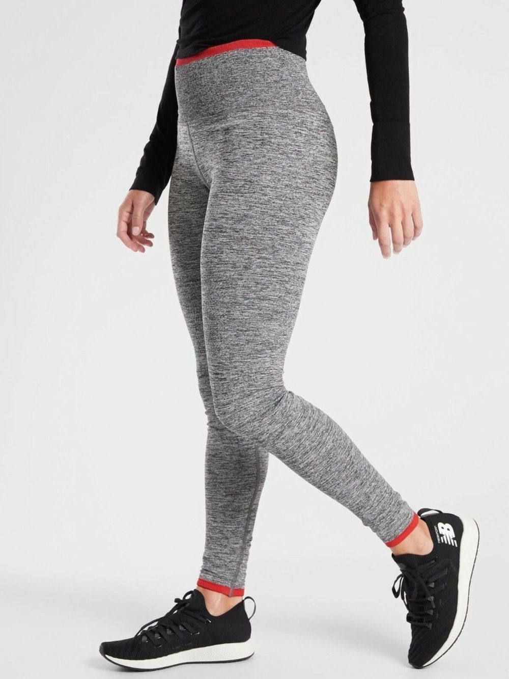 Athleta Andes Tight Seamless Leggings in Grey Heather & Red NWT XS